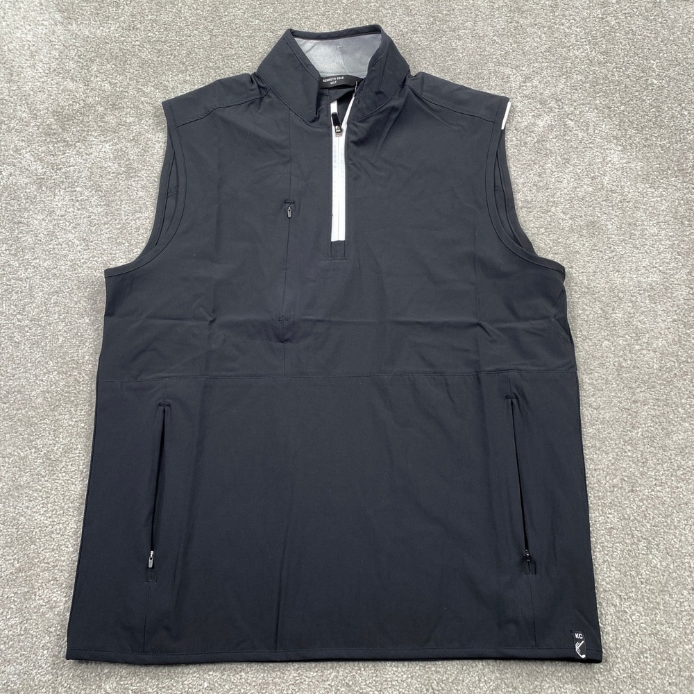 Kenneth Cole Golf Vest Mens Small Black KZ9L55BLKP8 1/4 Zip Performance Pullover
